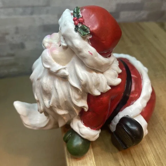 Santa Claus Stocking Holder Mantle Sitter Beard Hook Christmas Decor Red Resin - Picture 8 of 10